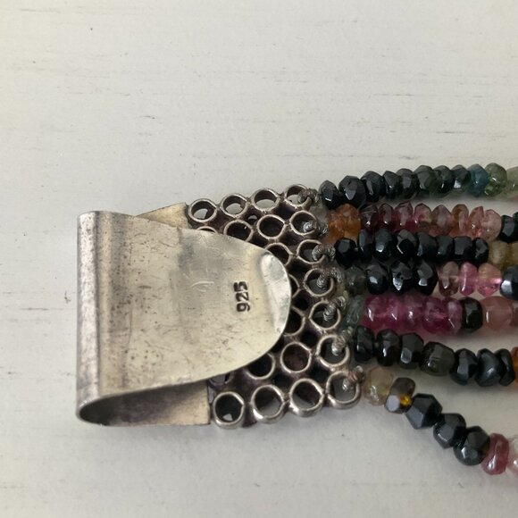 Faceted 7 strand tourmaline bracelet with unique silver clasp - Picture 4 of 10